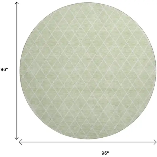 8' Mint Green And Ivory Geometric Washable Round Rug With UV Protection Photo 9