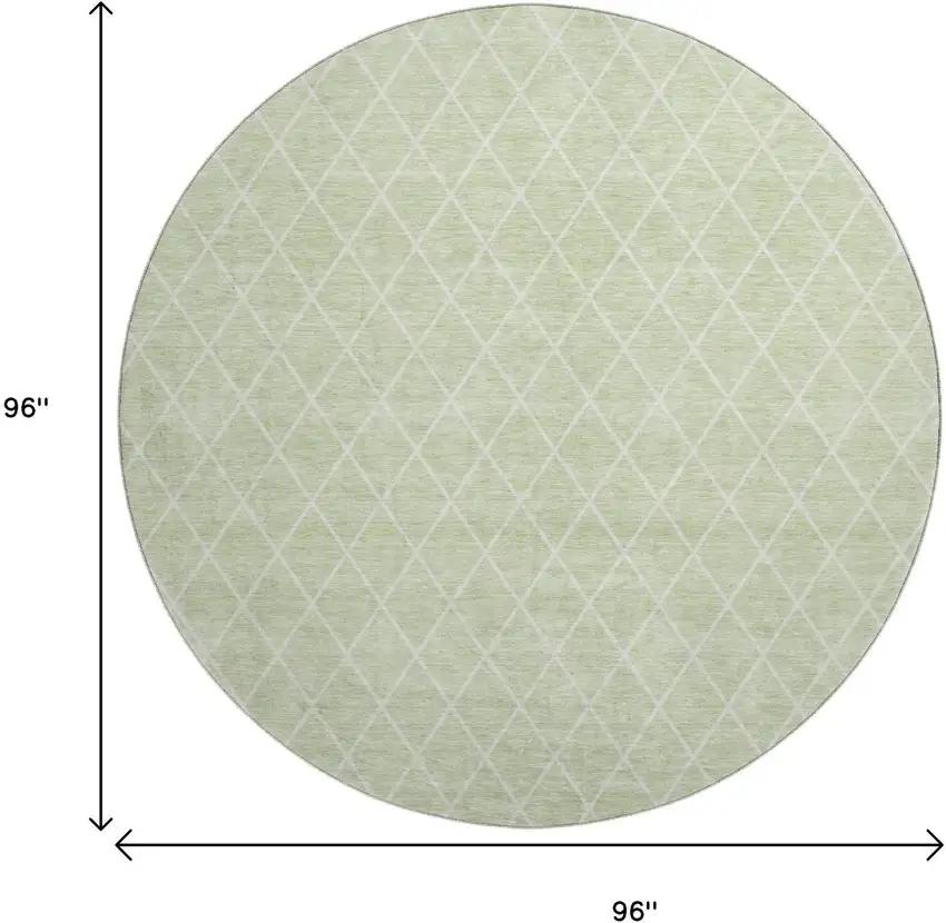 8' Mint Green And Ivory Geometric Washable Round Rug With UV Protection Photo 9