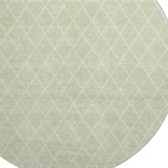 8' Mint Green And Ivory Geometric Washable Round Rug With UV Protection Photo 2