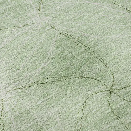 8' Mint Green And Ivory Geometric Washable Round Rug With UV Protection Photo 8