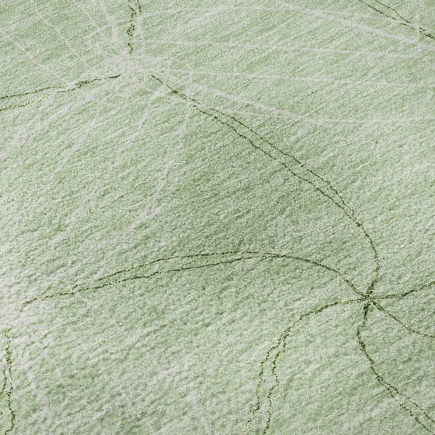 8' Mint Green And Ivory Geometric Washable Round Rug With UV Protection Photo 8