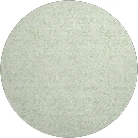8' Mint Green And Ivory Geometric Washable Round Rug With UV Protection Photo 1