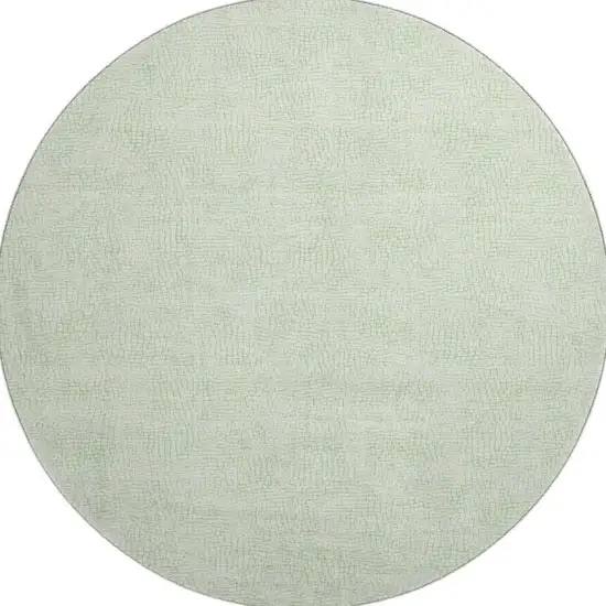 8' Mint Green And Ivory Geometric Washable Round Rug With UV Protection Photo 3