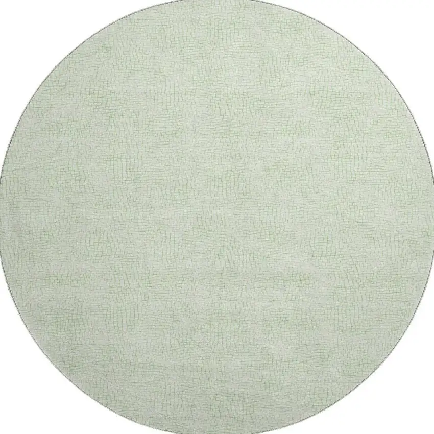 8' Mint Green And Ivory Geometric Washable Round Rug With UV Protection Photo 3