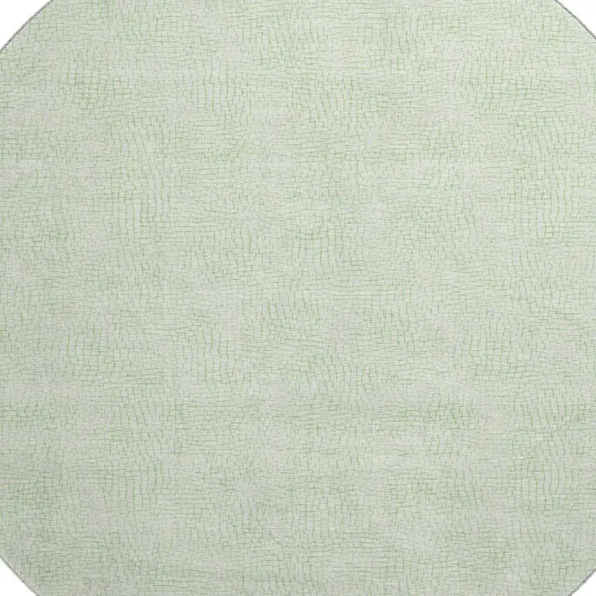8' Mint Green And Ivory Geometric Washable Round Rug With UV Protection Photo 3