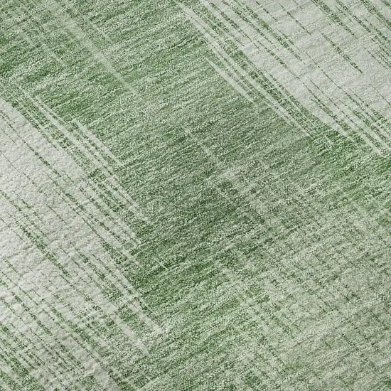 8' Mint Green And Ivory Ikat Washable Round Rug With UV Protection Photo 9