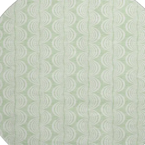 8' Mint Green And Ivory Ogee Washable Round Rug With UV Protection Photo 2