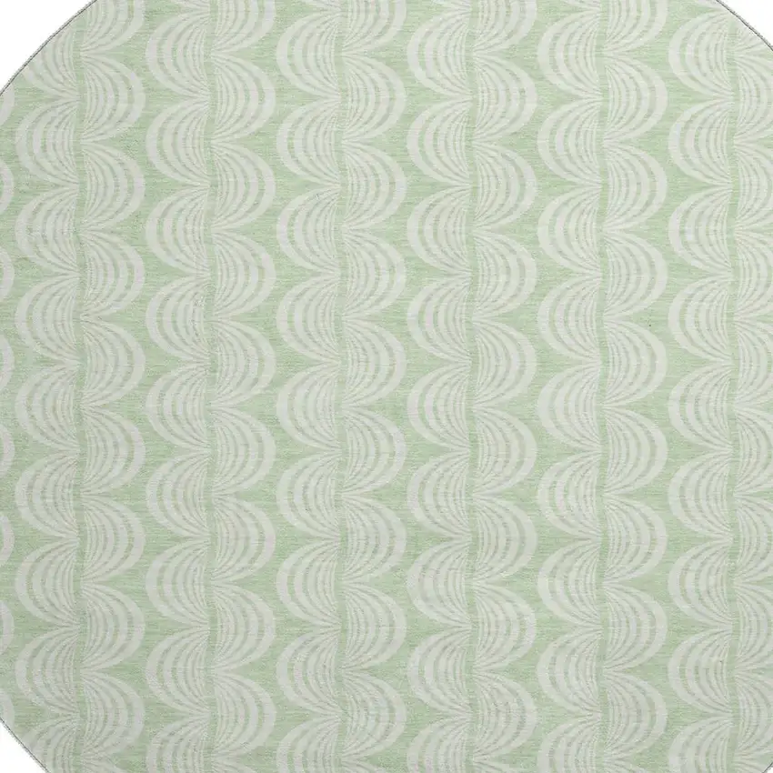 8' Mint Green And Ivory Ogee Washable Round Rug With UV Protection Photo 2