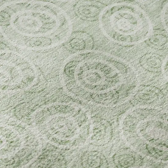 8' Mint Green And Ivory Polka Dot Washable Round Rug With UV Protection Photo 9