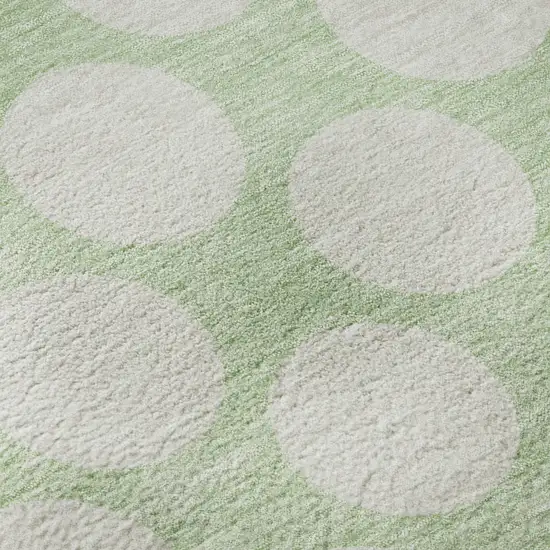 8' Mint Green And Ivory Polka Dot Washable Round Rug With UV Protection Photo 9