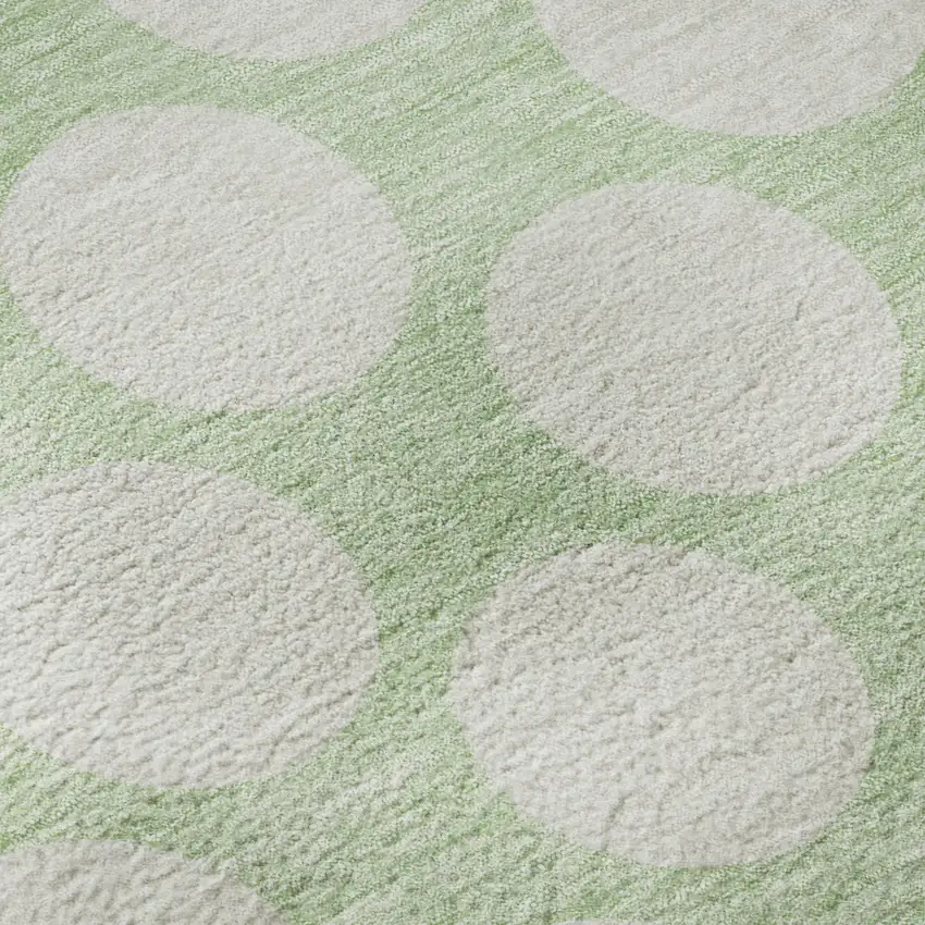 8' Mint Green And Ivory Polka Dot Washable Round Rug With UV Protection Photo 9