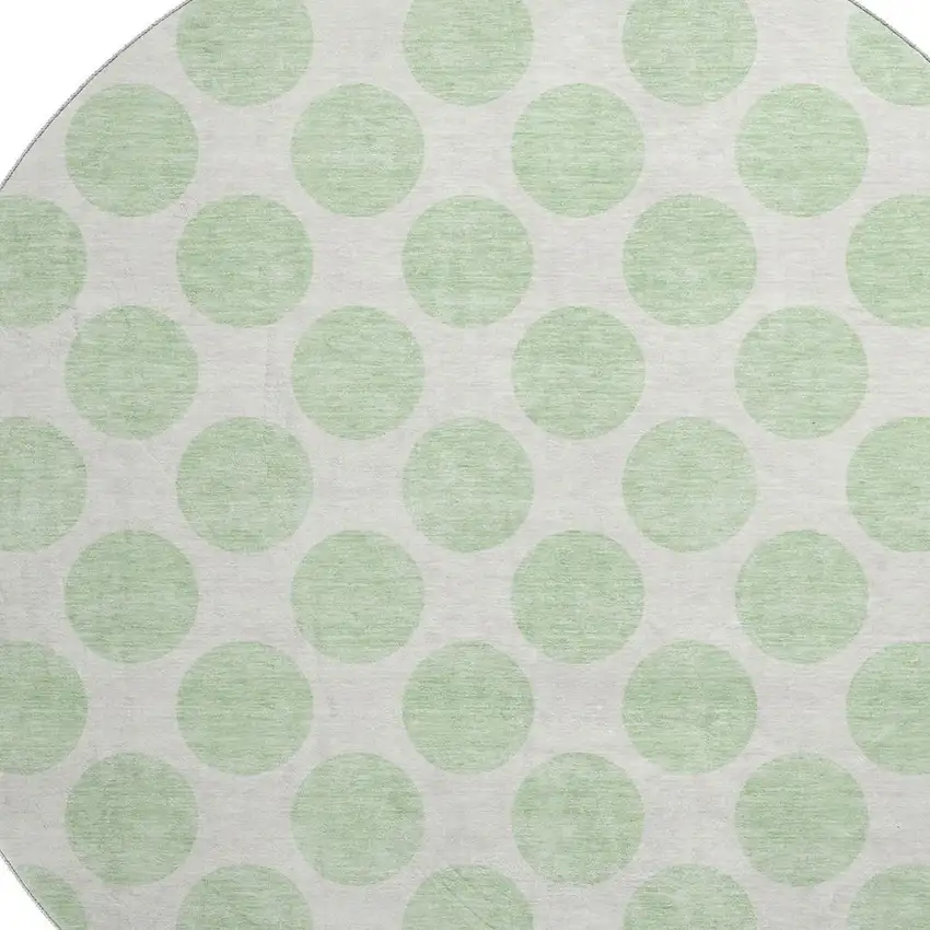 8' Mint Green And Ivory Polka Dot Washable Round Rug With UV Protection Photo 2