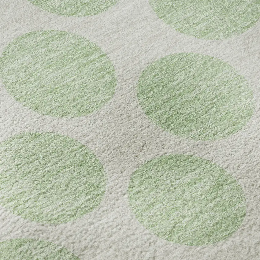 8' Mint Green And Ivory Polka Dot Washable Round Rug With UV Protection Photo 8