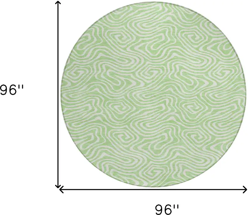 8' Mint Green And Ivory Round Abstract Washable Indoor Outdoor Area Rug Photo 3