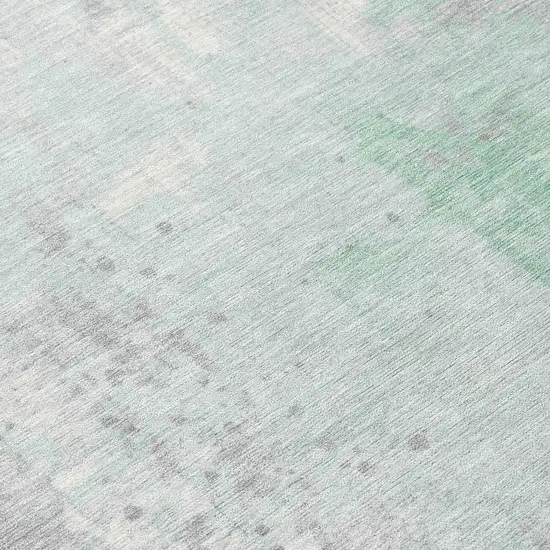 8' Mint Green And Ivory Round Abstract Washable Indoor Outdoor Area Rug Photo 8
