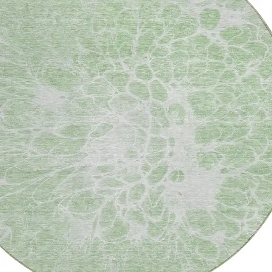 8' Mint Green And Ivory Round Abstract Washable Indoor Outdoor Area Rug Photo 4
