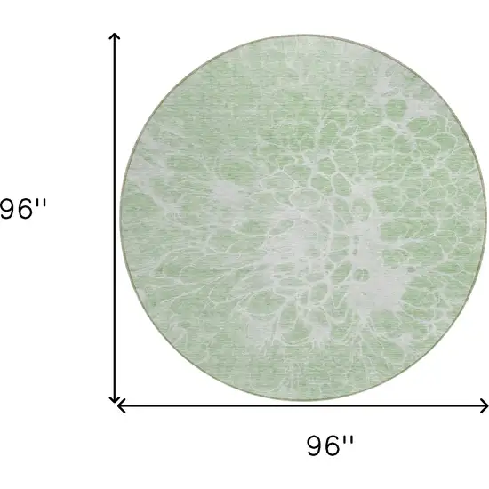 8' Mint Green And Ivory Round Abstract Washable Indoor Outdoor Area Rug Photo 3