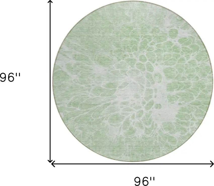 8' Mint Green And Ivory Round Abstract Washable Indoor Outdoor Area Rug Photo 3