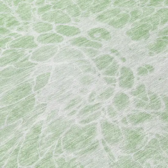 8' Mint Green And Ivory Round Abstract Washable Indoor Outdoor Area Rug Photo 8