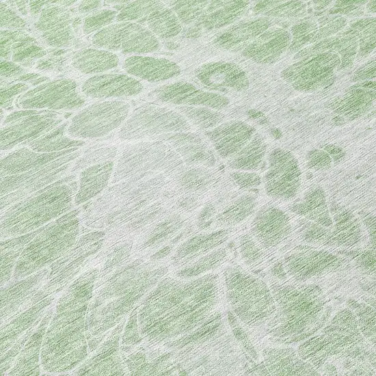 8' Mint Green And Ivory Round Abstract Washable Indoor Outdoor Area Rug Photo 8