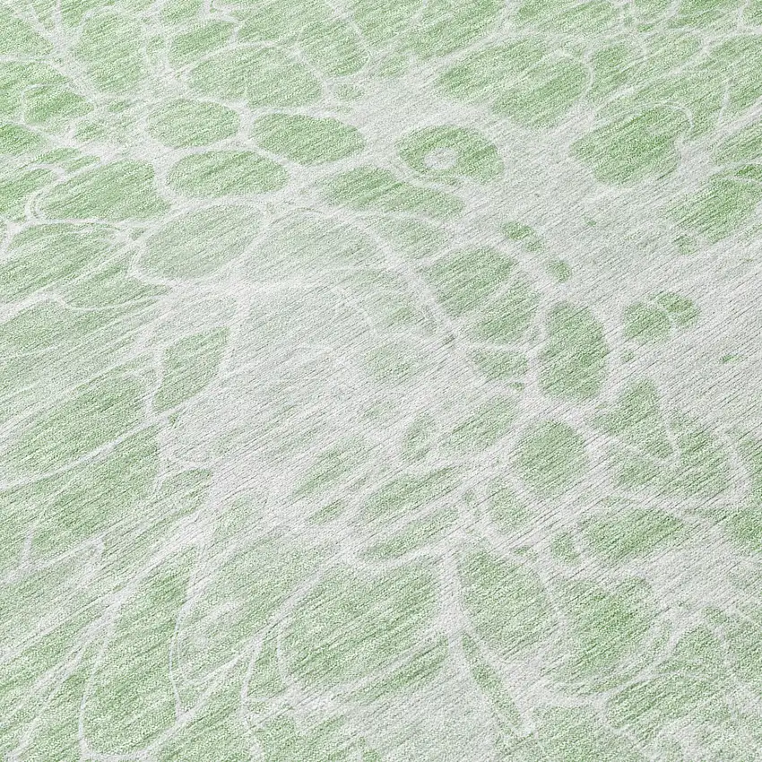 8' Mint Green And Ivory Round Abstract Washable Indoor Outdoor Area Rug Photo 8