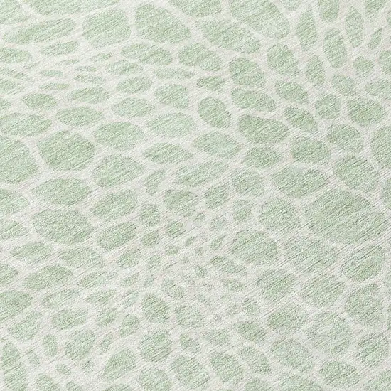 8' Mint Green And Ivory Round Geometric Washable Indoor Outdoor Area Rug Photo 9