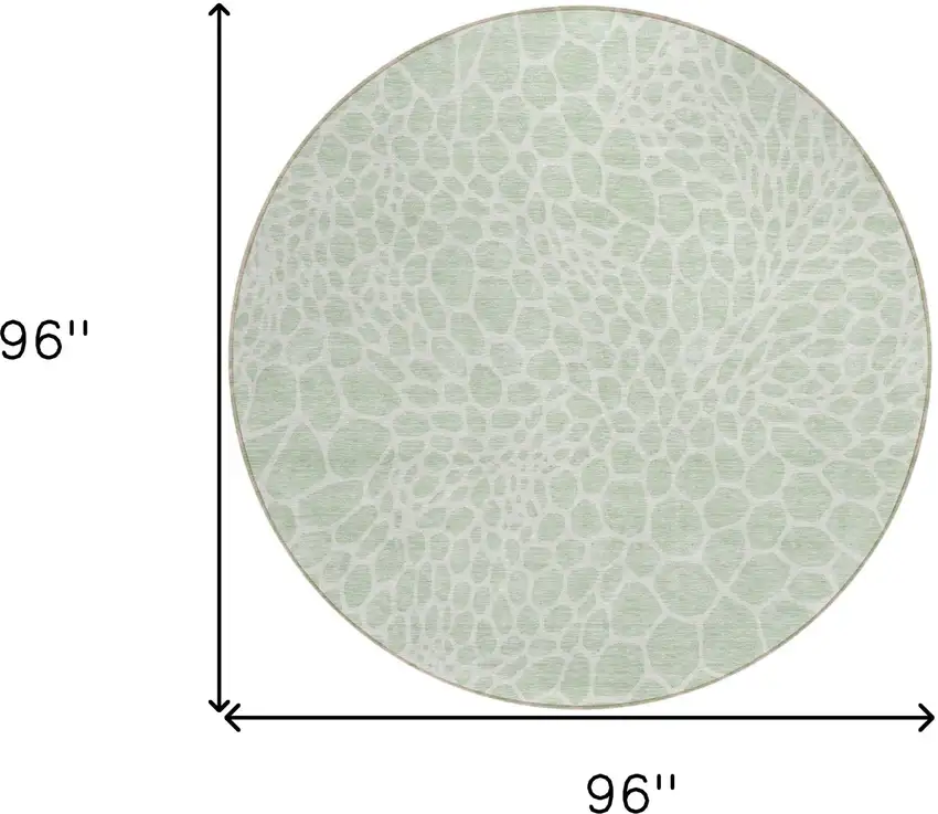 8' Mint Green And Ivory Round Geometric Washable Indoor Outdoor Area Rug Photo 3