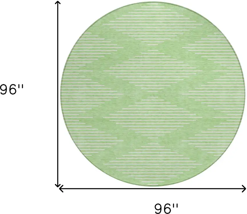8' Mint Green And Ivory Round Geometric Washable Indoor Outdoor Area Rug Photo 3