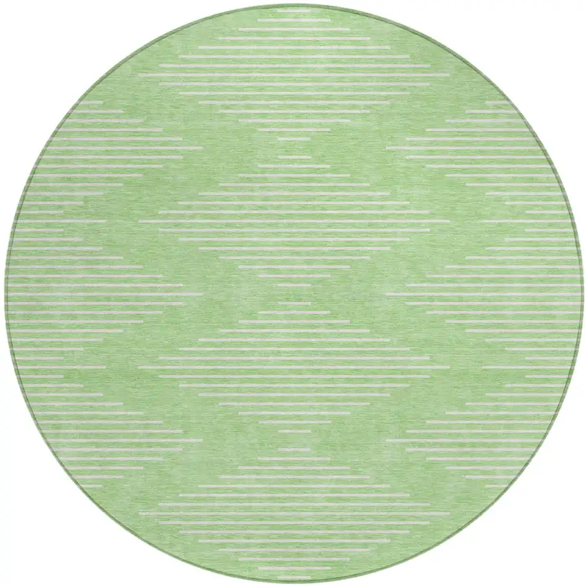 8' Mint Green And Ivory Round Geometric Washable Indoor Outdoor Area Rug Photo 2