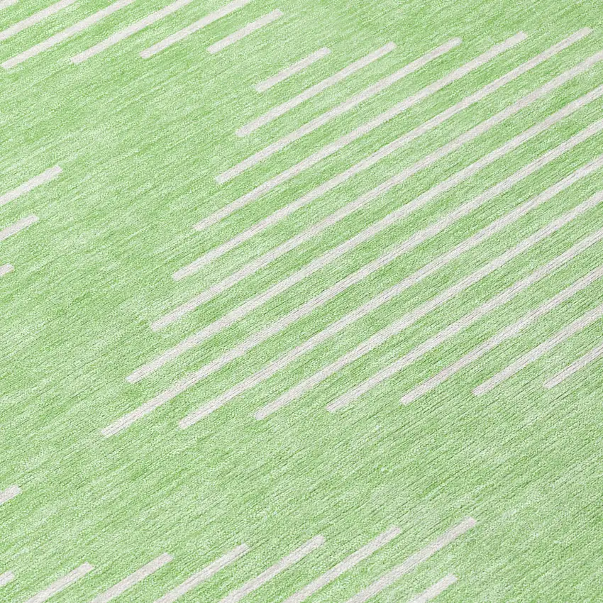 8' Mint Green And Ivory Round Geometric Washable Indoor Outdoor Area Rug Photo 8