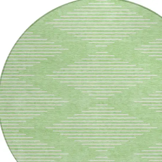 8' Mint Green And Ivory Round Geometric Washable Indoor Outdoor Area Rug Photo 4