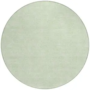 Photo of 8' Mint Green And Ivory Round Geometric Washable Indoor Outdoor Area Rug