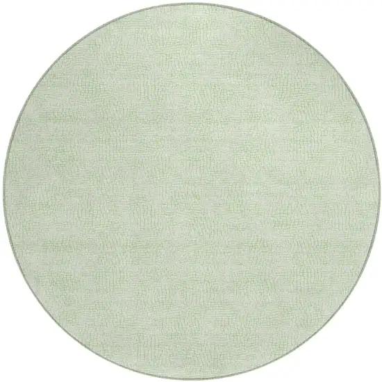 8' Mint Green And Ivory Round Geometric Washable Indoor Outdoor Area Rug Photo 2