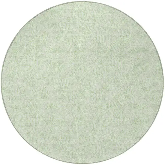 8' Mint Green And Ivory Round Geometric Washable Indoor Outdoor Area Rug Photo 6