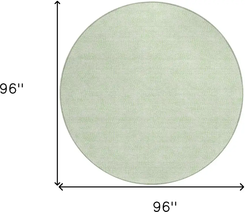 8' Mint Green And Ivory Round Geometric Washable Indoor Outdoor Area Rug Photo 9