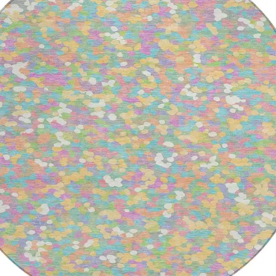 8' Mint Green And Ivory Round Geometric Washable Indoor Outdoor Area Rug Photo 2