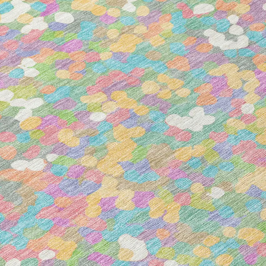 8' Mint Green And Ivory Round Geometric Washable Indoor Outdoor Area Rug Photo 7