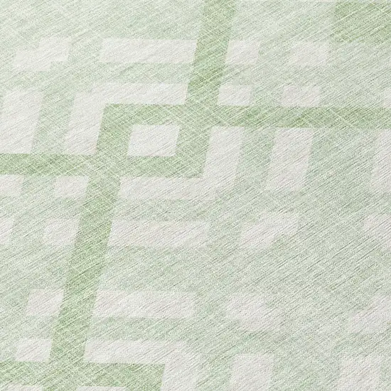 8' Mint Green And Ivory Round Geometric Washable Indoor Outdoor Area Rug Photo 7