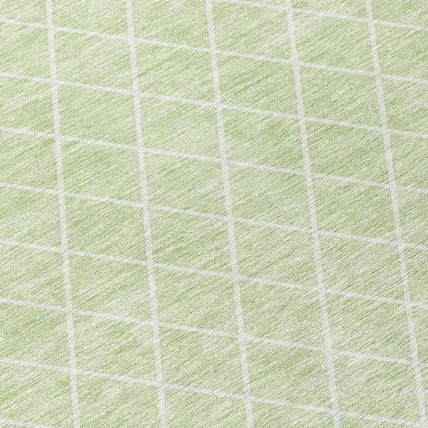 8' Mint Green And Ivory Round Geometric Washable Indoor Outdoor Area Rug Photo 8