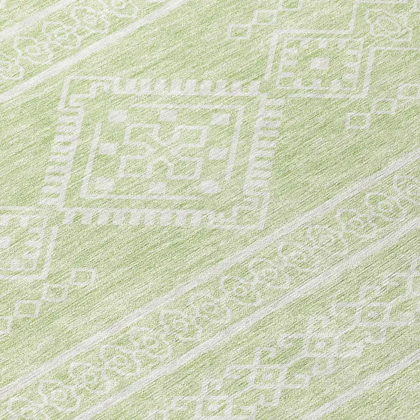 8' Mint Green And Ivory Round Southwestern Washable Indoor Outdoor Area Rug Photo 7