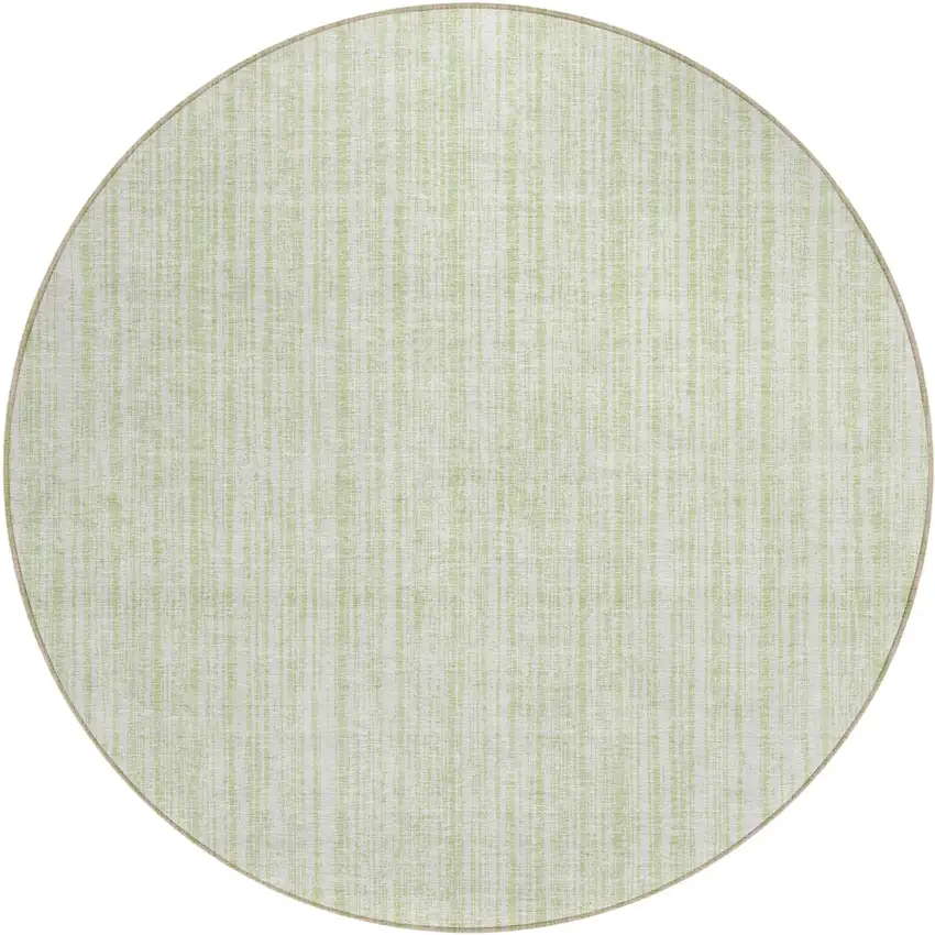 8' Mint Green And Ivory Round Striped Washable Indoor Outdoor Area Rug Photo 2