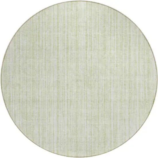 8' Mint Green And Ivory Round Striped Washable Indoor Outdoor Area Rug Photo 2