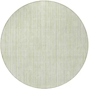 Photo of 8' Mint Green And Ivory Round Striped Washable Indoor Outdoor Area Rug