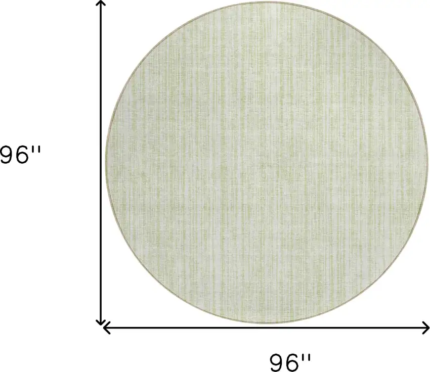 8' Mint Green And Ivory Round Striped Washable Indoor Outdoor Area Rug Photo 7