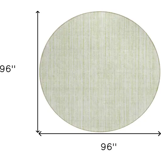8' Mint Green And Ivory Round Striped Washable Indoor Outdoor Area Rug Photo 7
