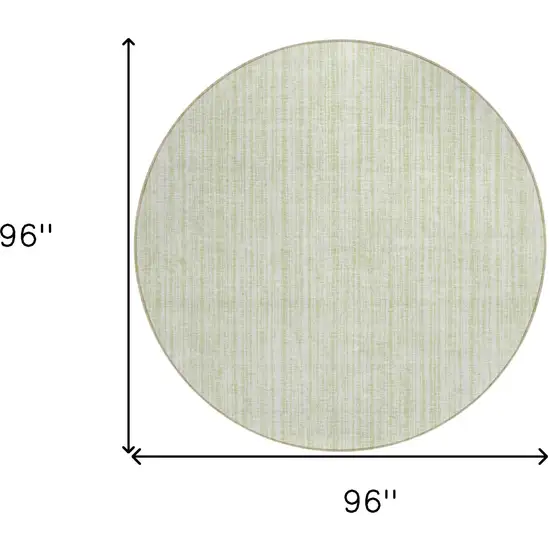 8' Mint Green And Ivory Round Striped Washable Indoor Outdoor Area Rug Photo 7