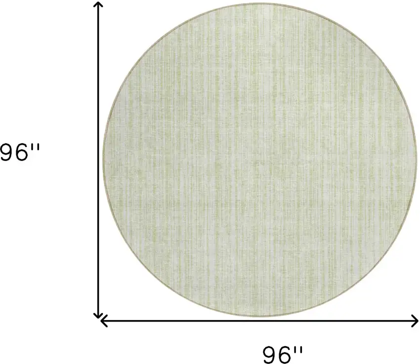 8' Mint Green And Ivory Round Striped Washable Indoor Outdoor Area Rug Photo 7