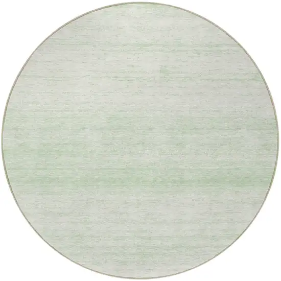 8' Mint Green And Ivory Round Striped Washable Indoor Outdoor Area Rug Photo 5