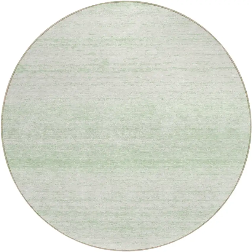 8' Mint Green And Ivory Round Striped Washable Indoor Outdoor Area Rug Photo 2