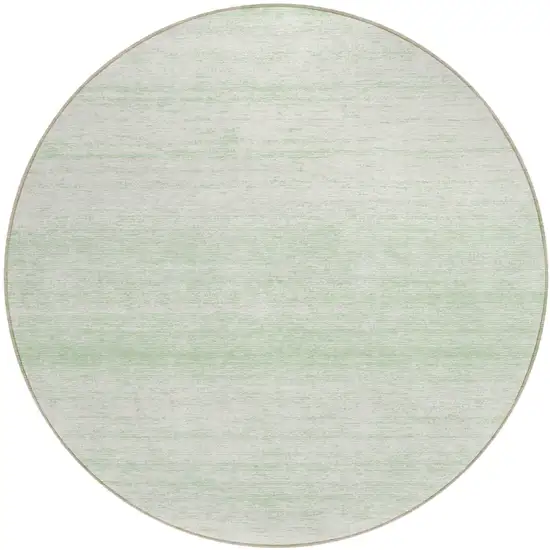 8' Mint Green And Ivory Round Striped Washable Indoor Outdoor Area Rug Photo 2